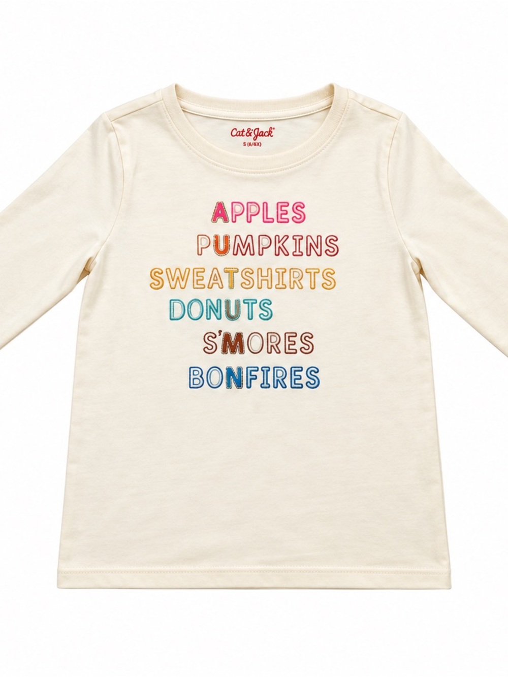 Cat & Jack Kids Fall Graphic Long Sleeve Tee Size S 6/6X